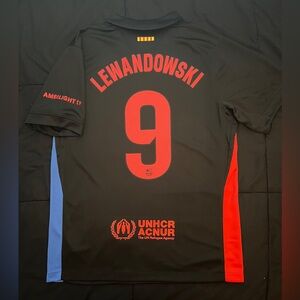 Lewandowski #9 Barcelona Away Black S-M Soccer Jersey 2025